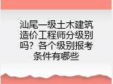 汕尾一级土木建筑造价工程师分级别吗？各个级别报考条件有哪些