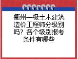 衢州一级土木建筑造价工程师分级别吗？各个级别报考条件有哪些