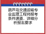 葫芦岛交通运输专业监理工程师报考条件速查，详细分析报名要求