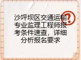 沙坪坝区交通运输专业监理工程师报考条件速查，详细分析报名要求