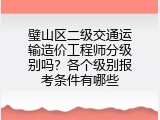璧山区二级交通运输造价工程师分级别吗？各个级别报考条件有哪些