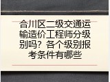 合川区二级交通运输造价工程师分级别吗？各个级别报考条件有哪些