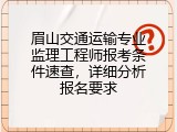 眉山交通运输专业监理工程师报考条件速查，详细分析报名要求