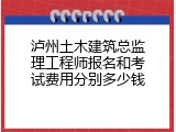 泸州土木建筑总监理工程师报名和考试费用分别多少钱
