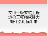 文山一级安装工程造价工程师成绩大概什么时候出来