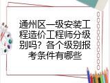 通州区一级安装工程造价工程师分级别吗？各个级别报考条件有哪些