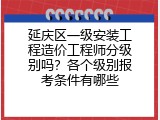 延庆区一级安装工程造价工程师分级别吗？各个级别报考条件有哪些
