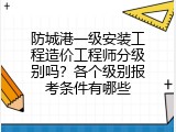 防城港一级安装工程造价工程师分级别吗？各个级别报考条件有哪些