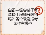 白银一级安装工程造价工程师分级别吗？各个级别报考条件有哪些