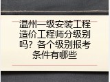 温州一级安装工程造价工程师分级别吗？各个级别报考条件有哪些