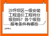 沙坪坝区一级安装工程造价工程师分级别吗？各个级别报考条件有哪些
