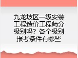 九龙坡区一级安装工程造价工程师分级别吗？各个级别报考条件有哪些