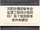 沈阳交通运输专业监理工程师分级别吗？各个级别报考条件有哪些