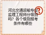 河北交通运输专业监理工程师分级别吗？各个级别报考条件有哪些