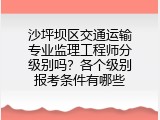 沙坪坝区交通运输专业监理工程师分级别吗？各个级别报考条件有哪些
