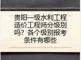 贵阳一级水利工程造价工程师分级别吗？各个级别报考条件有哪些