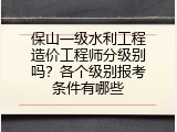 保山一级水利工程造价工程师分级别吗？各个级别报考条件有哪些