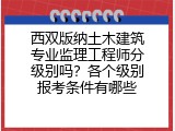 西双版纳土木建筑专业监理工程师分级别吗？各个级别报考条件有哪些