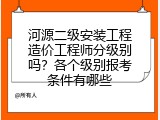 河源二级安装工程造价工程师分级别吗？各个级别报考条件有哪些
