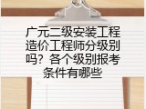 广元二级安装工程造价工程师分级别吗？各个级别报考条件有哪些