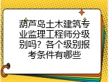 葫芦岛土木建筑专业监理工程师分级别吗？各个级别报考条件有哪些
