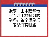 张家口土木建筑专业监理工程师分级别吗？各个级别报考条件有哪些