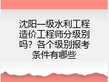沈阳一级水利工程造价工程师分级别吗？各个级别报考条件有哪些