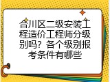 合川区二级安装工程造价工程师分级别吗？各个级别报考条件有哪些