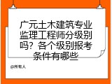 广元土木建筑专业监理工程师分级别吗？各个级别报考条件有哪些
