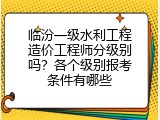 临汾一级水利工程造价工程师分级别吗？各个级别报考条件有哪些