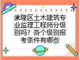 武隆区土木建筑专业监理工程师分级别吗？各个级别报考条件有哪些