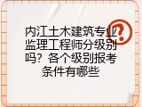 内江土木建筑专业监理工程师分级别吗？各个级别报考条件有哪些
