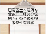 巴南区土木建筑专业监理工程师分级别吗？各个级别报考条件有哪些