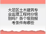 大足区土木建筑专业监理工程师分级别吗？各个级别报考条件有哪些