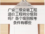 广安二级安装工程造价工程师分级别吗？各个级别报考条件有哪些