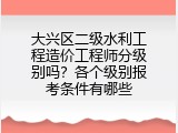 大兴区二级水利工程造价工程师分级别吗？各个级别报考条件有哪些