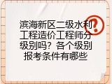 滨海新区二级水利工程造价工程师分级别吗？各个级别报考条件有哪些