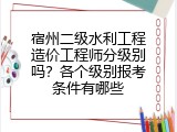 宿州二级水利工程造价工程师分级别吗？各个级别报考条件有哪些