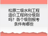 松原二级水利工程造价工程师分级别吗？各个级别报考条件有哪些