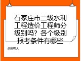 石家庄市二级水利工程造价工程师分级别吗？各个级别报考条件有哪些