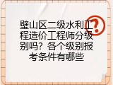 璧山区二级水利工程造价工程师分级别吗？各个级别报考条件有哪些