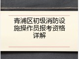 青浦区初级消防设施操作员报考资格详解