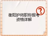 衡阳护师职称报考资格详解