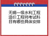 无锡一级水利工程造价工程师考试科目有哪些具体安排
