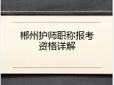 郴州护师职称报考资格详解