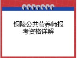 铜陵公共营养师报考资格详解