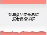 芜湖食品安全总监报考资格详解