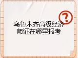 乌鲁木齐高级经济师证在哪里报考