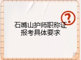 石嘴山护师职称证报考具体要求