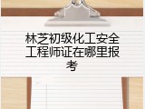 林芝初级化工安全工程师证在哪里报考